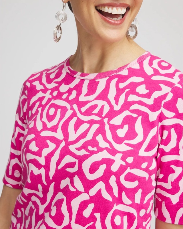 Animal Print Crewneck Pima Tee - image 4